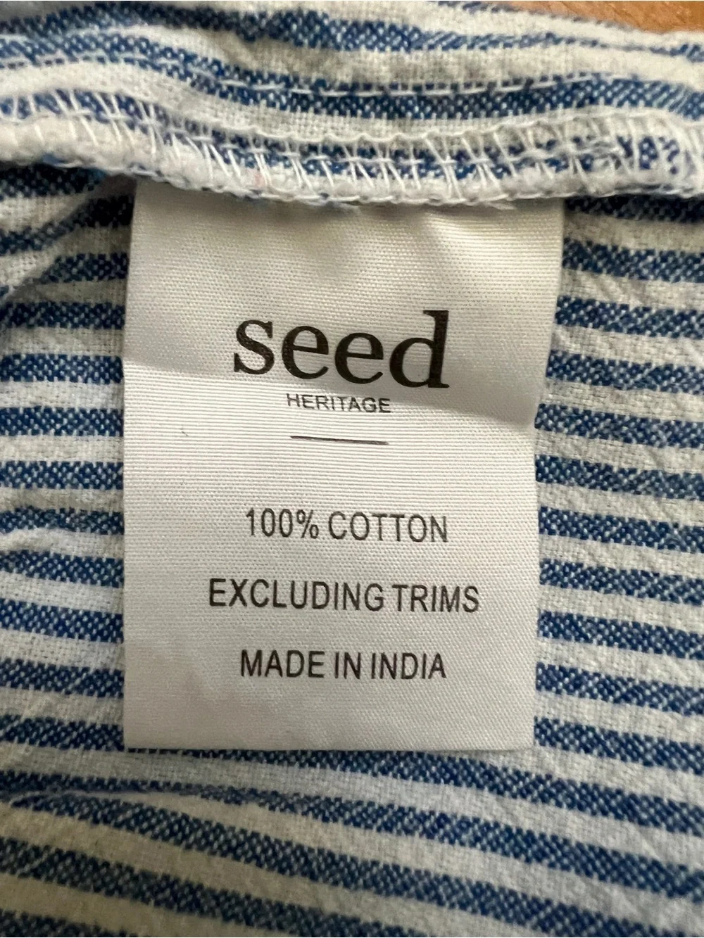 VGUC Seed Heritage Blue & White Smocked 💯 Cotton Striped Tank Dress Girls sz 8